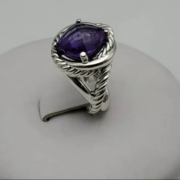 David Yurman Silver Ring with Purple Stone - Picture 5 of 7